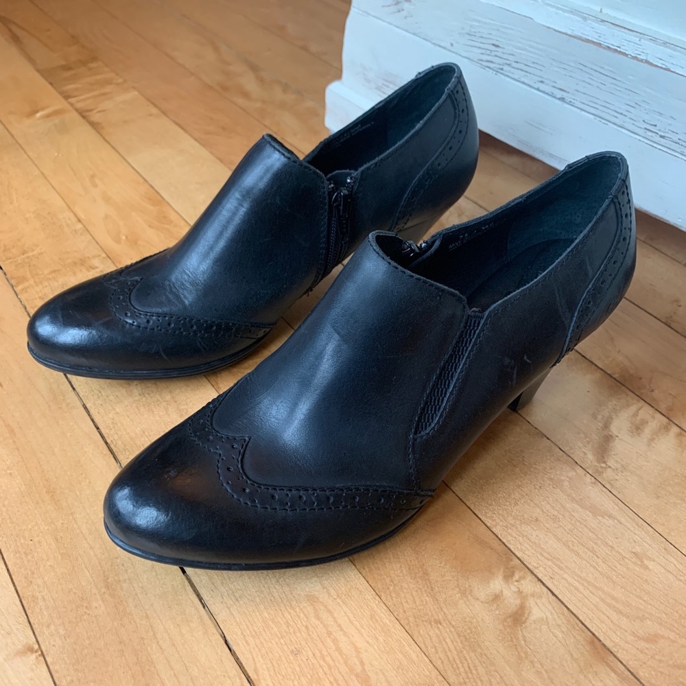 Born Black Ankle Booties Wingtip Detail